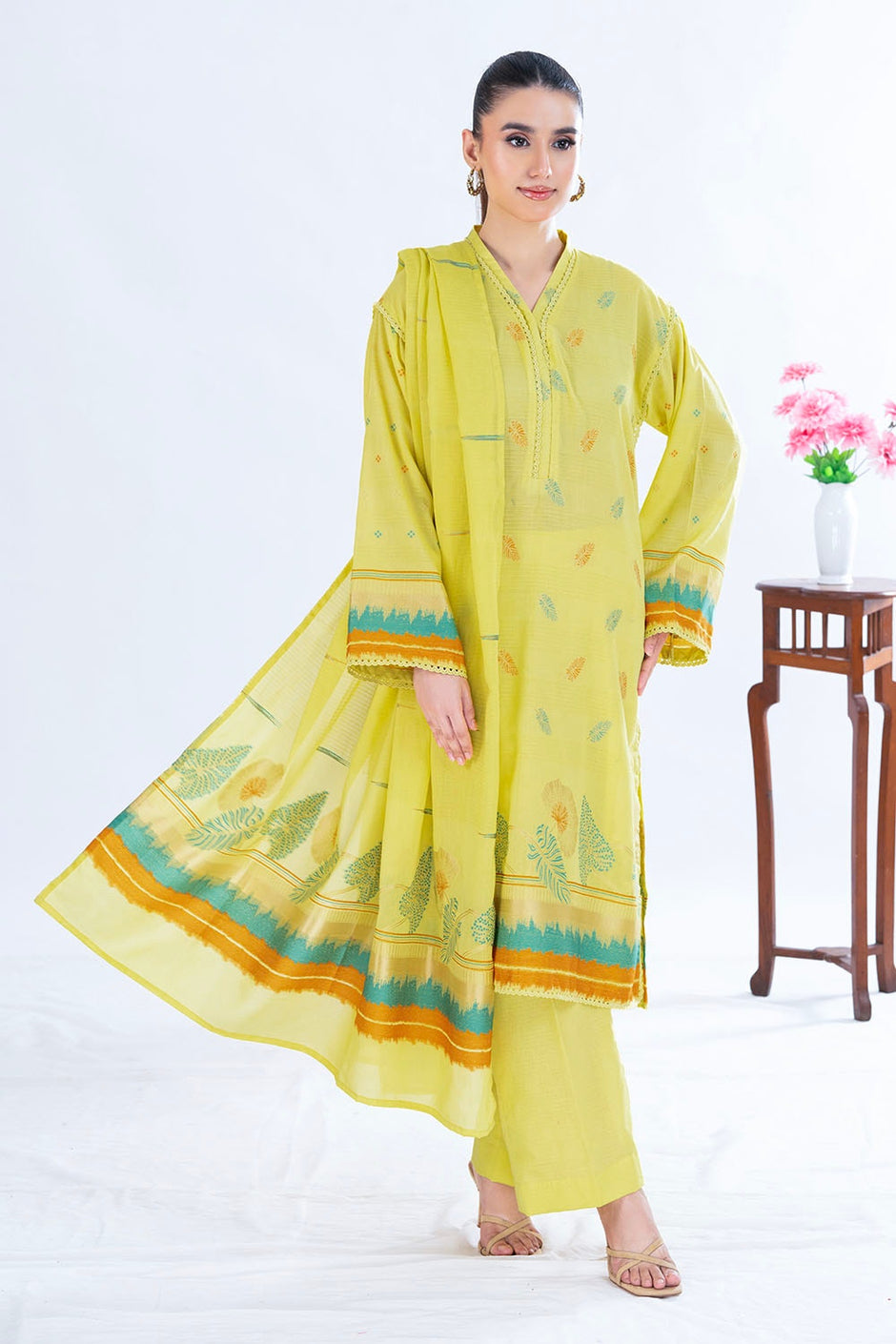 3 Piece Unstitched Jacquard Suit