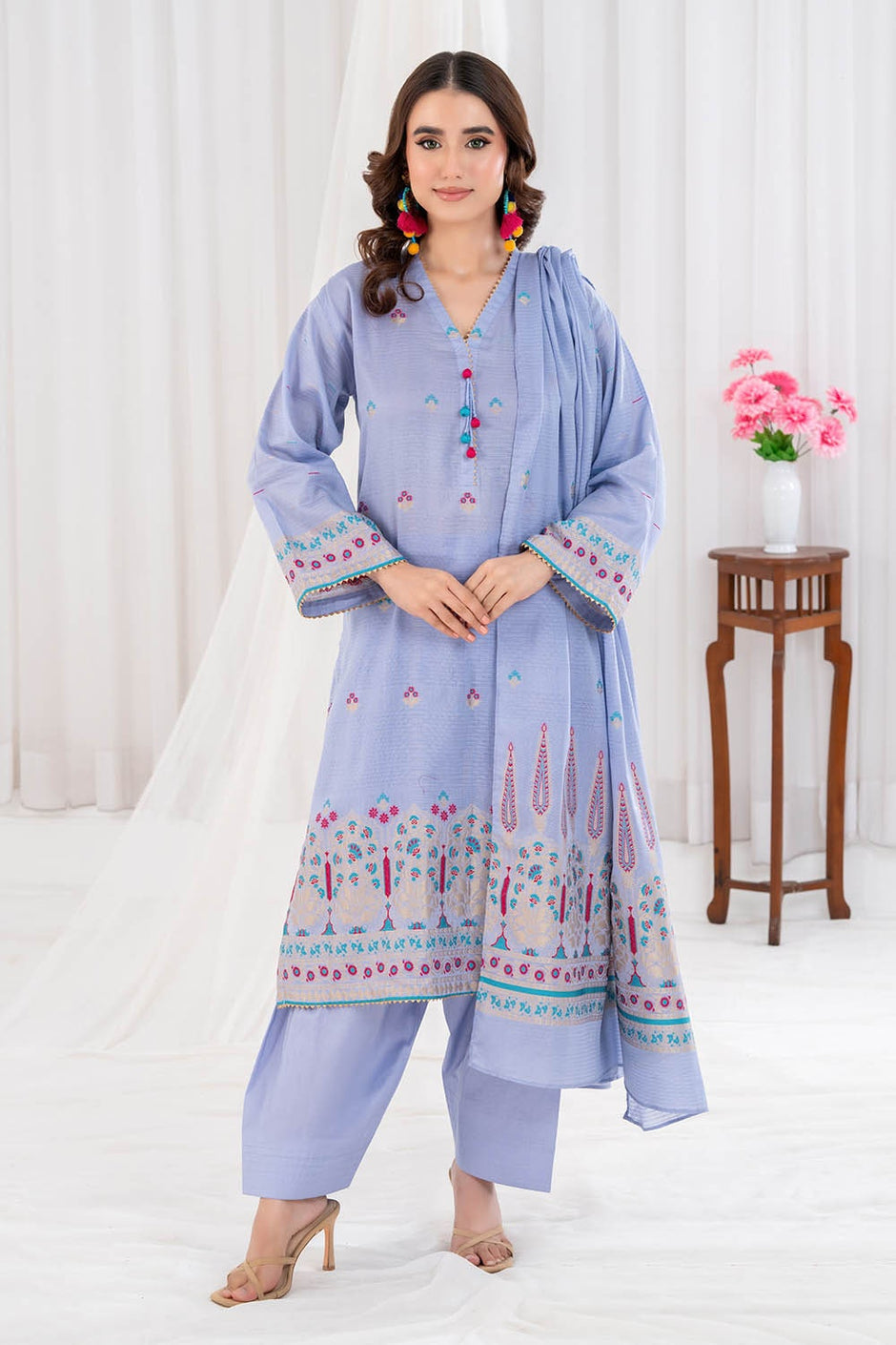 3 Piece Unstitched Jacquard Suit