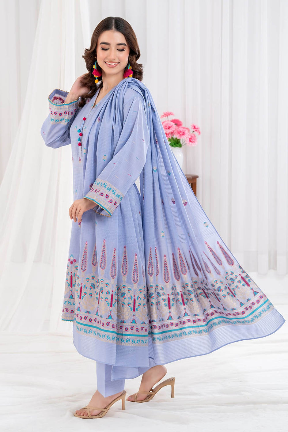 3 Piece Unstitched Jacquard Suit