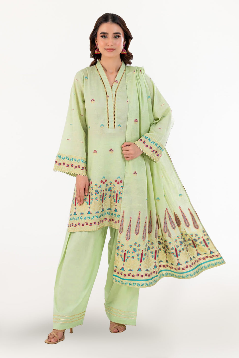 3 Piece Unstitched Jacquard Suit