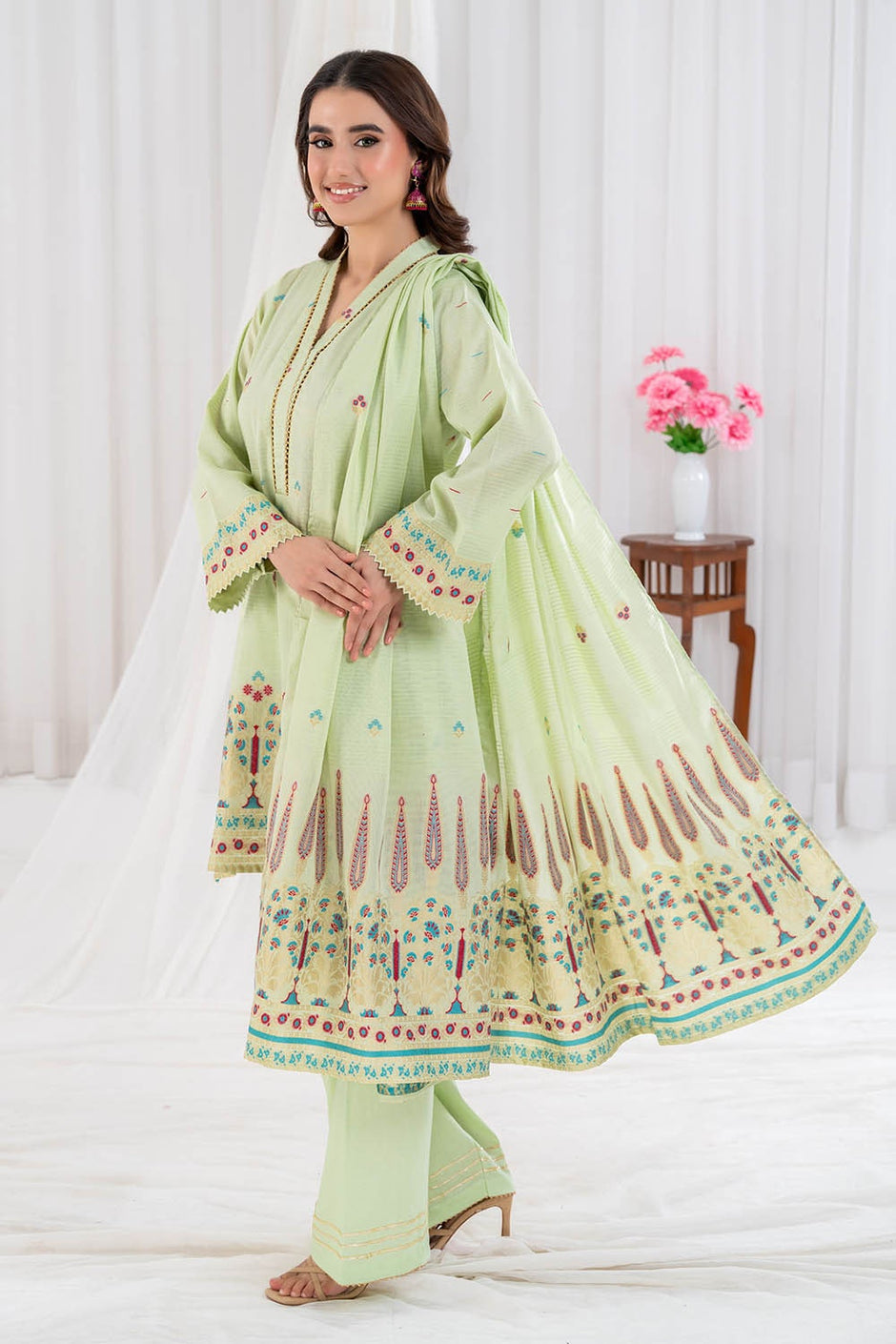 3 Piece Unstitched Jacquard Suit