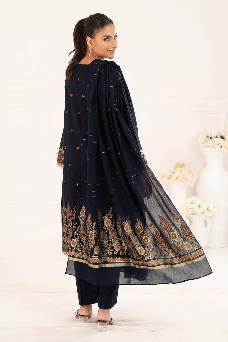 3 Piece Unstitched Jacquard Suit