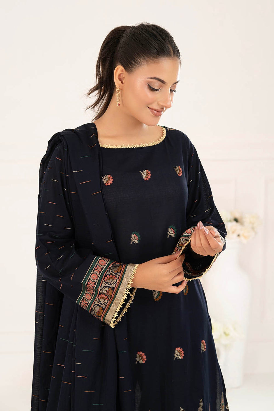 3 Piece Unstitched Jacquard Suit