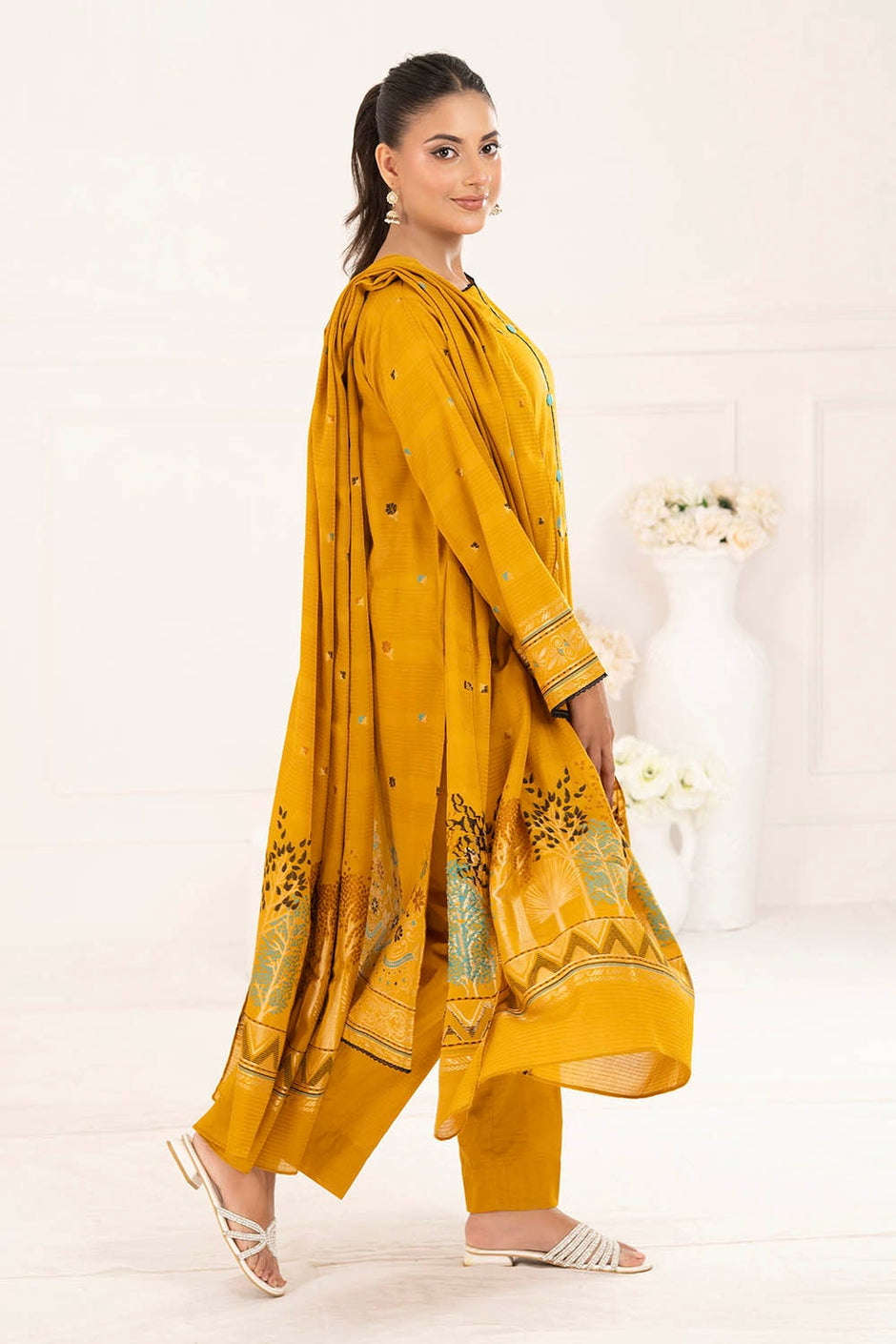 3 Piece Unstitched Jacquard Suit