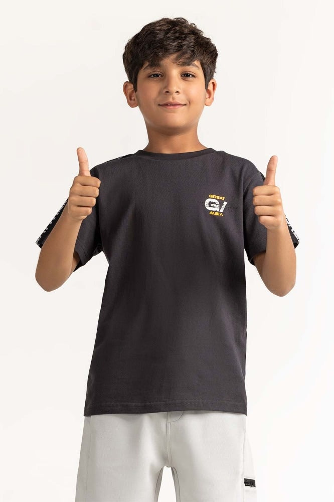 Junior Boy Black Printed Tee JB-TS-SS24-001