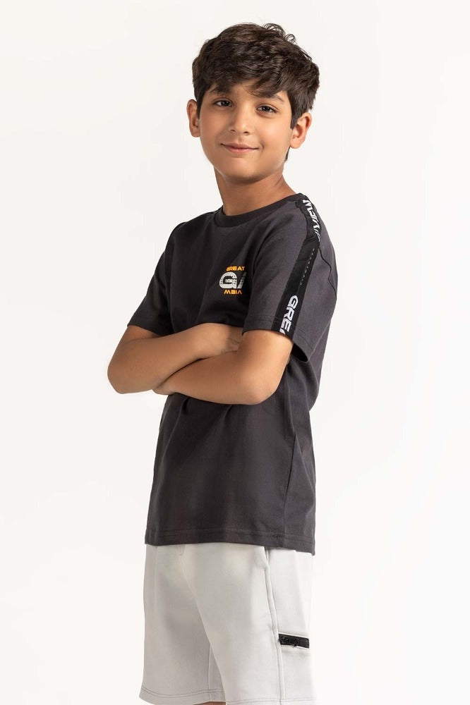 Junior Boy Black Printed Tee JB-TS-SS24-001