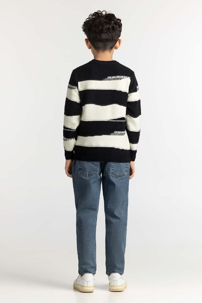 Junior Boy Black White Basic Sweater JB-SWT-WS23-012