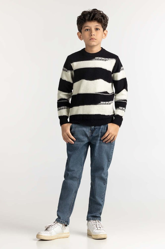 Junior Boy Black White Basic Sweater JB-SWT-WS23-012