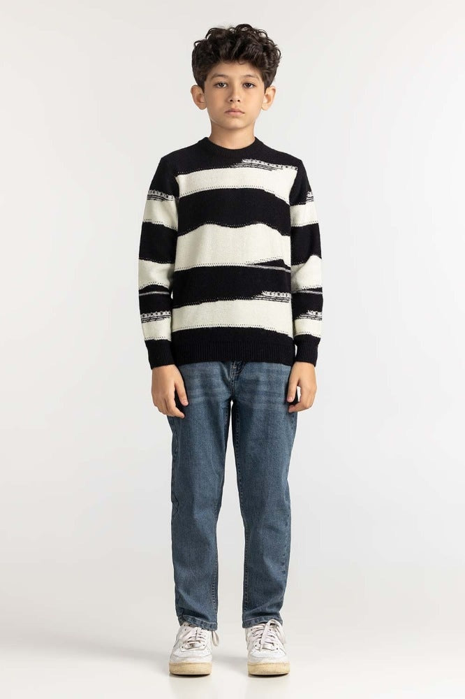 Junior Boy Black White Basic Sweater JB-SWT-WS23-012