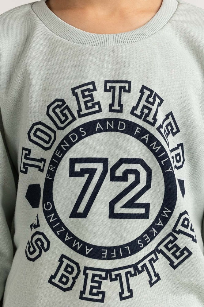 Junior Boy Blue Printed Sweatshirt 224-312-073