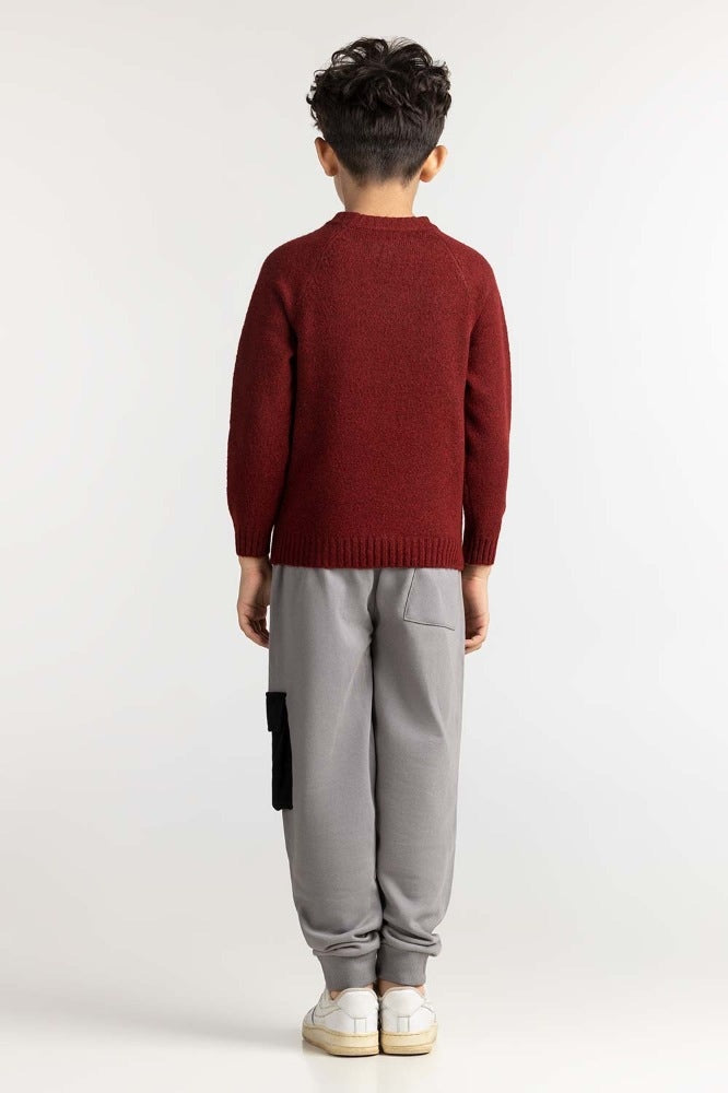 Junior Boy Maroon Basic Sweater JB-SWT-WS23-019