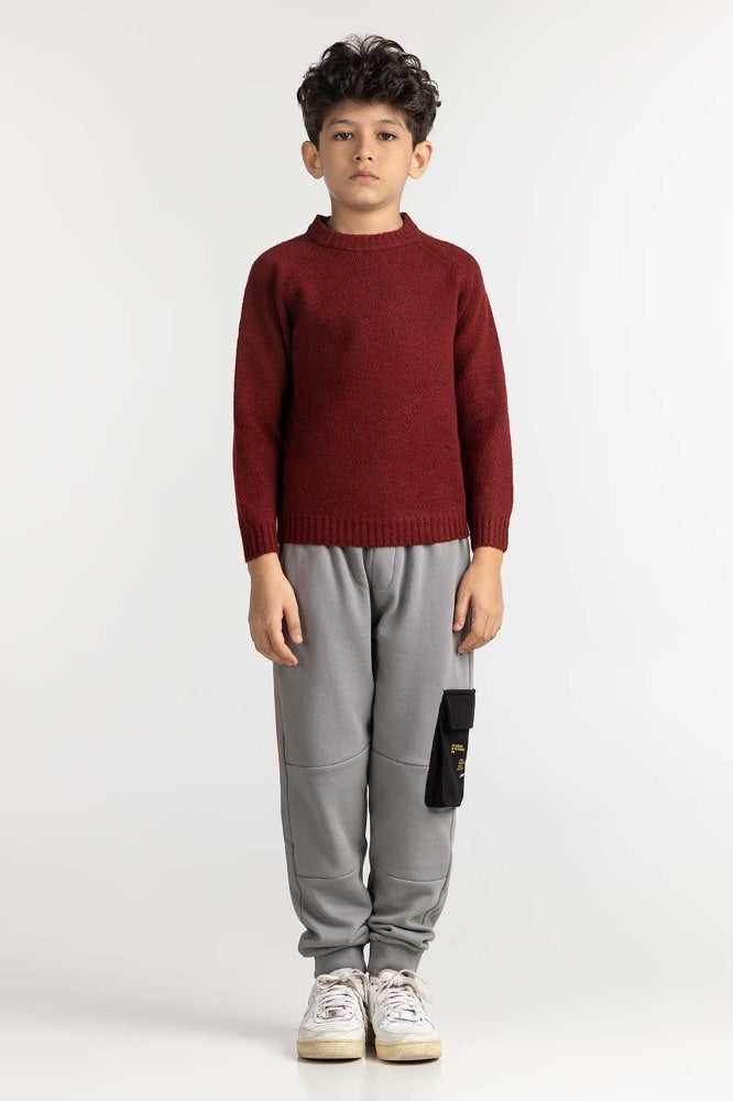 Junior Boy Maroon Basic Sweater JB-SWT-WS23-019