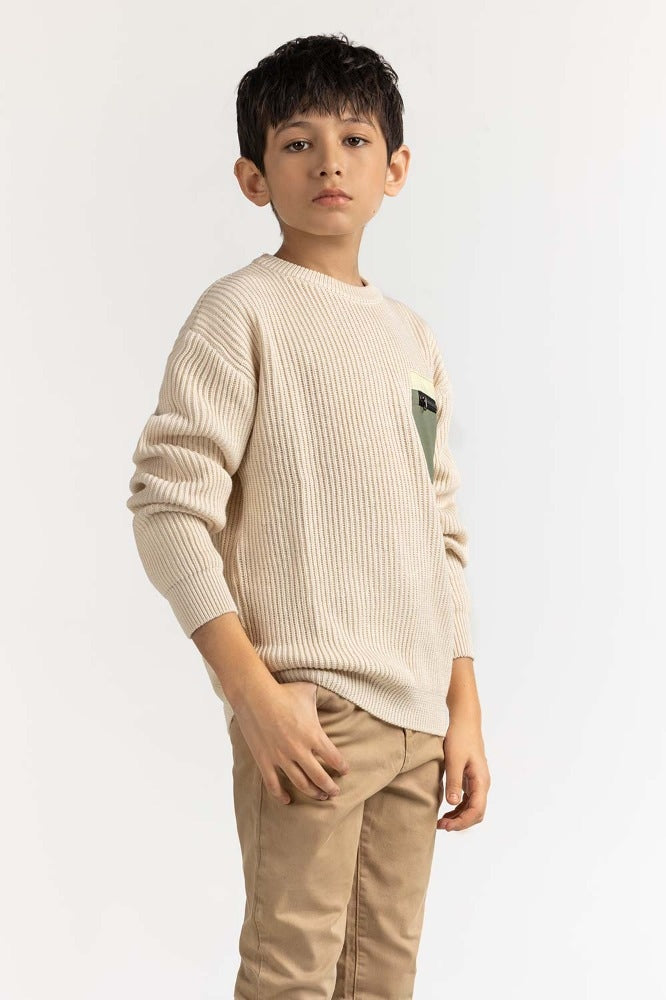 Junior Boy Off White Basic Sweater JB-SWT-WS23-032