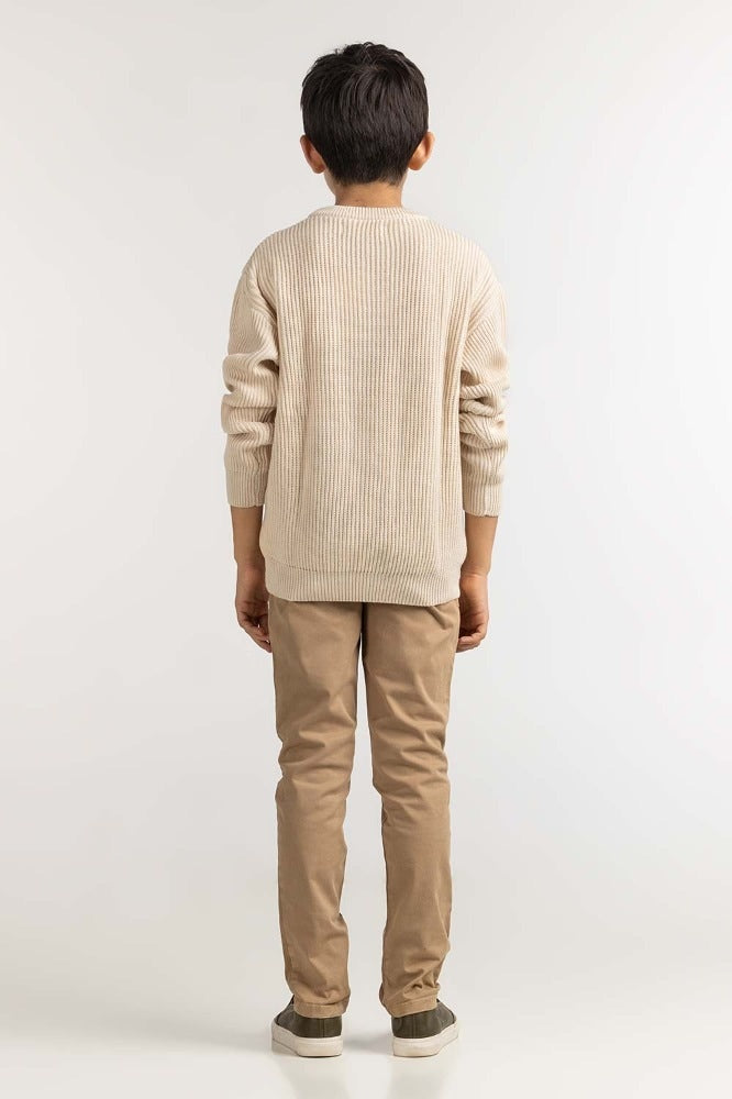 Junior Boy Off White Basic Sweater JB-SWT-WS23-032
