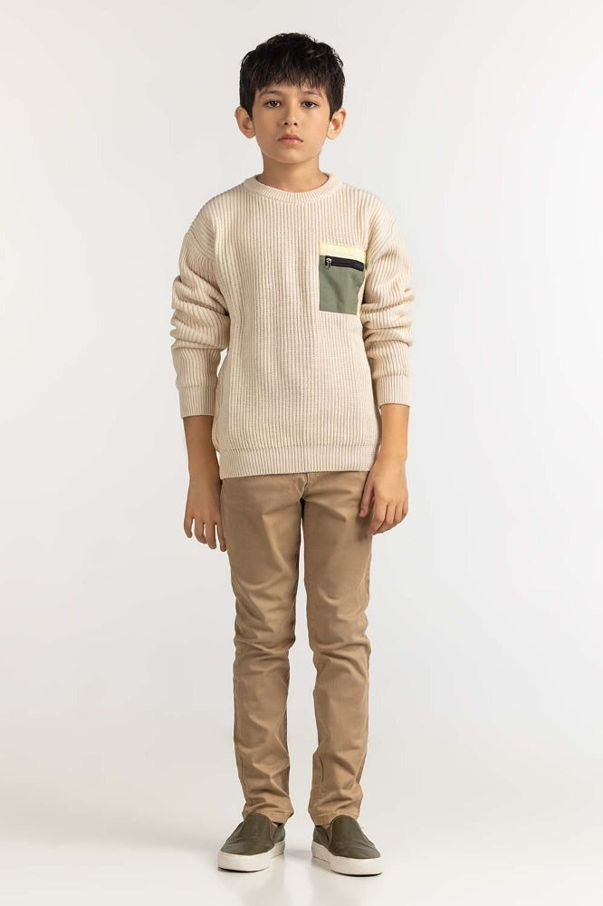 Junior Boy Off White Basic Sweater JB-SWT-WS23-032
