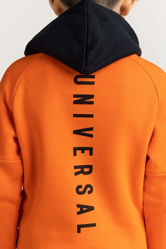 Junior Boy Orange Printed Sweatshirt 224-312-026