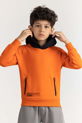 Junior Boy Orange Printed Sweatshirt 224-312-026