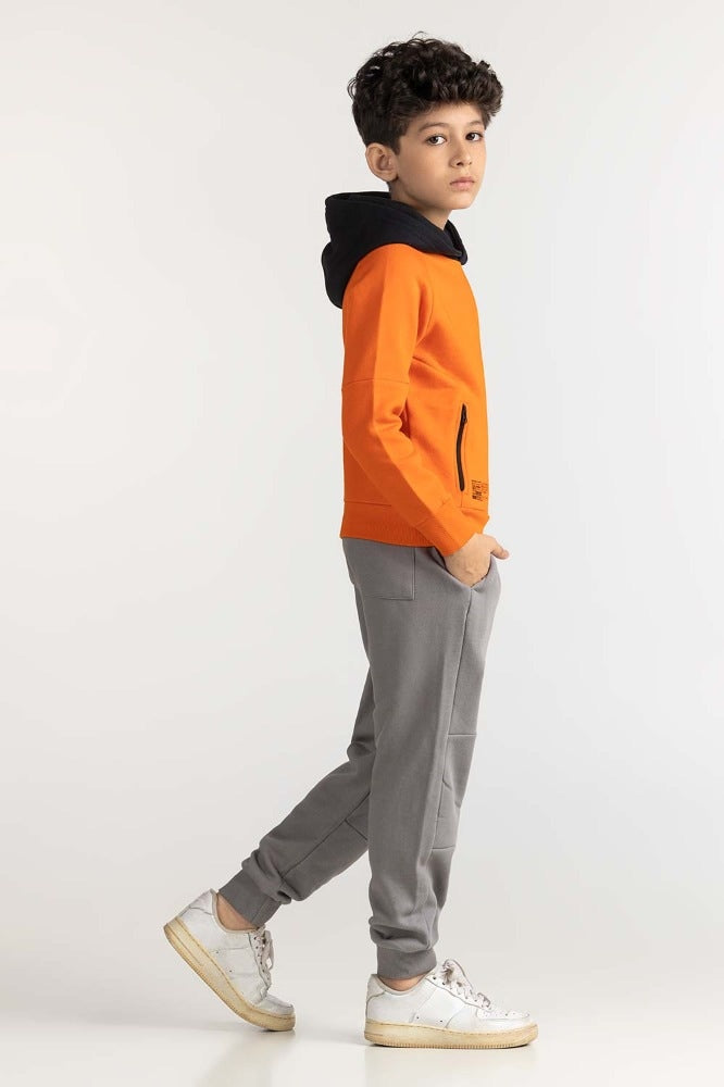 Junior Boy Orange Printed Sweatshirt 224-312-026