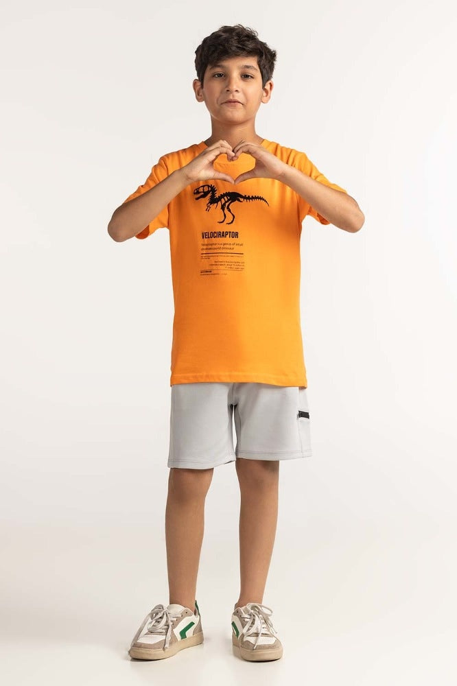 Junior Boy Orange Printed Tee JB-TS-SS24-016