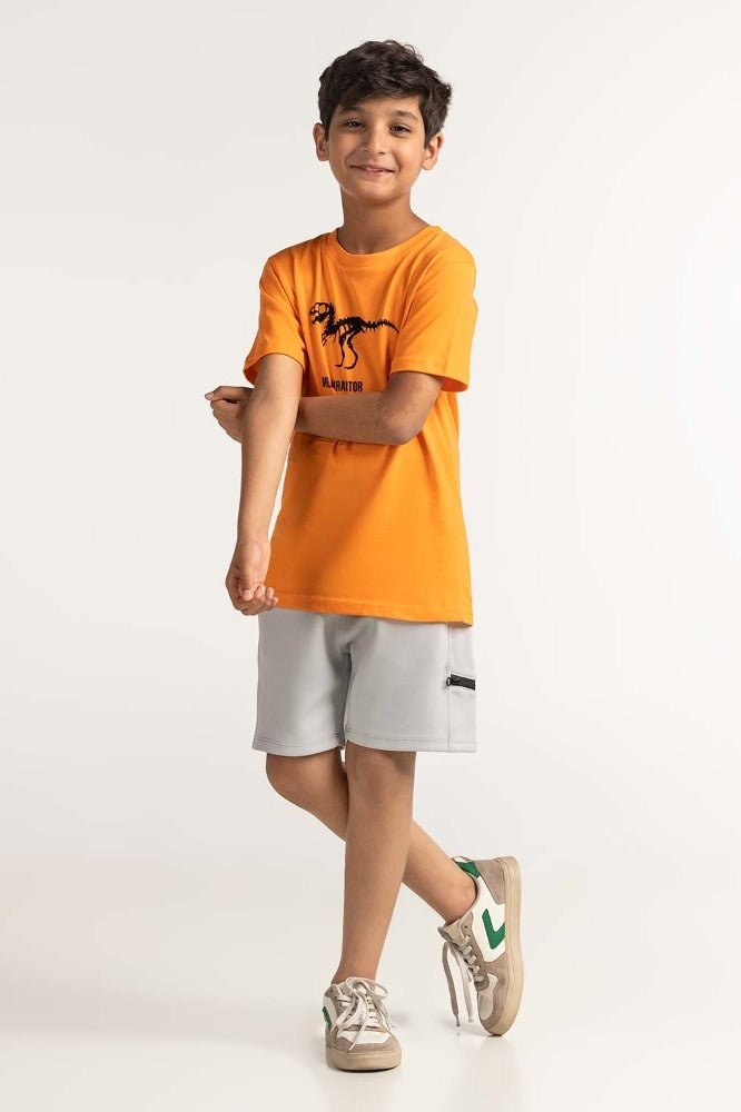 Junior Boy Orange Printed Tee JB-TS-SS24-016