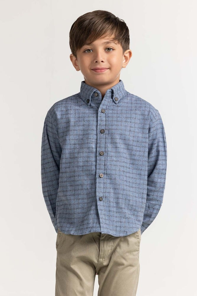 Junior Boy Sky Checkered Casual Shirt 224-317-010