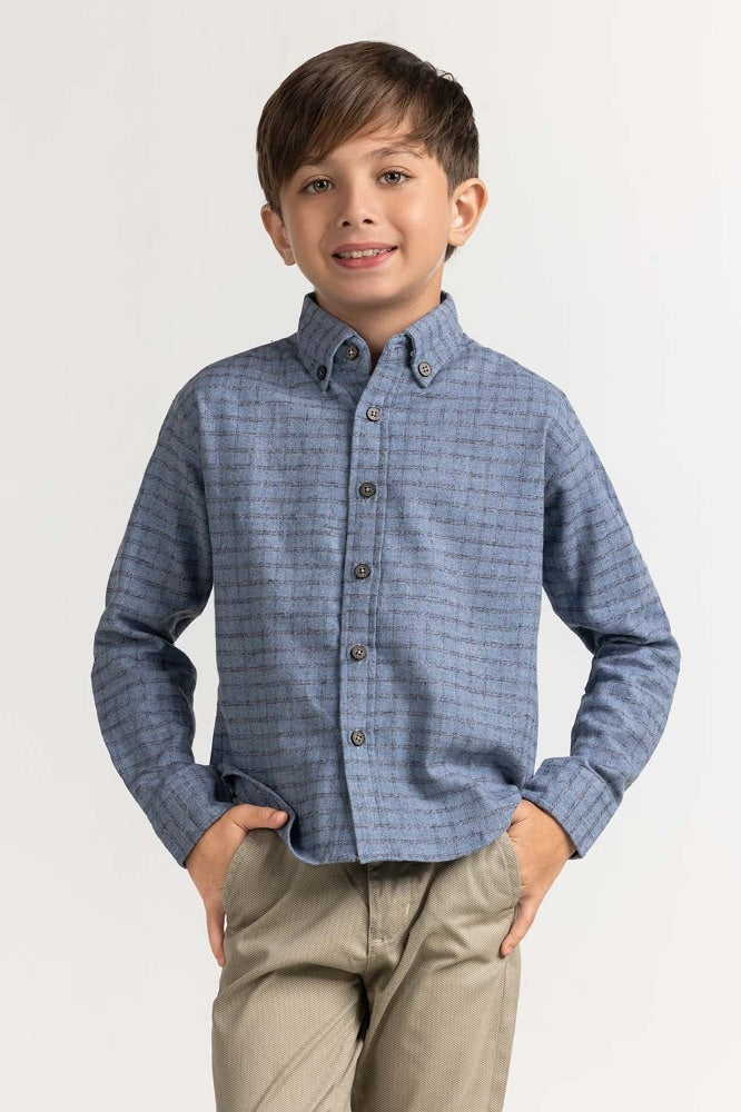 Junior Boy Sky Checkered Casual Shirt 224-317-010