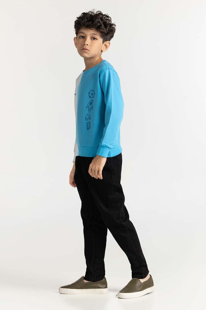 Junior Boy White Printed Sweatshirt 224-312-064