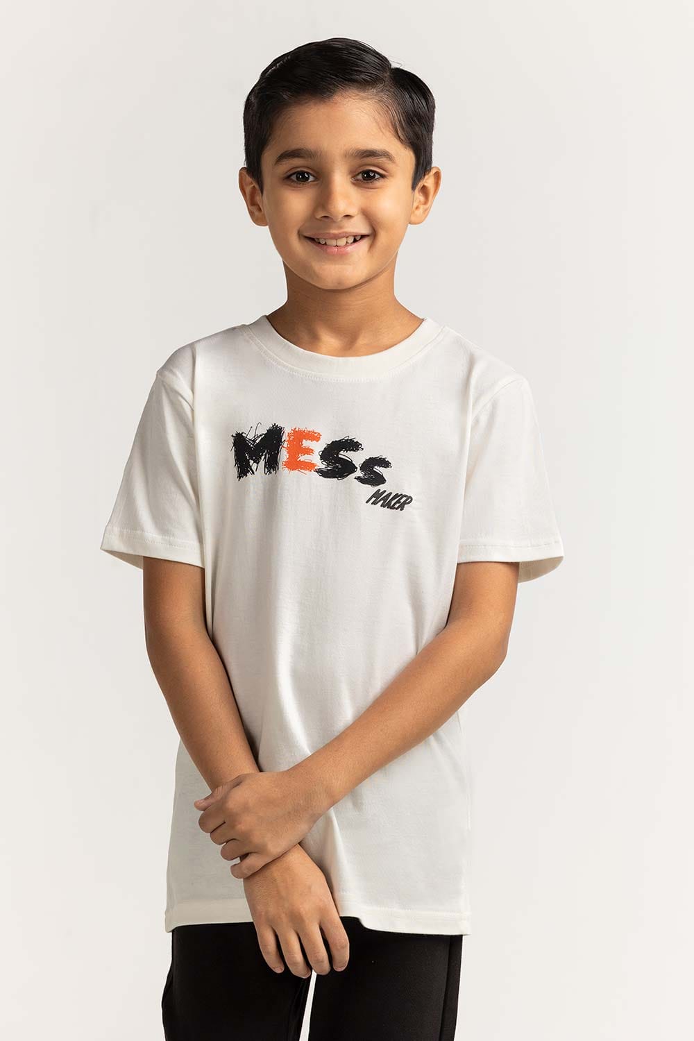 Junior Boy White Printed Tee JB-TS-SS24-024