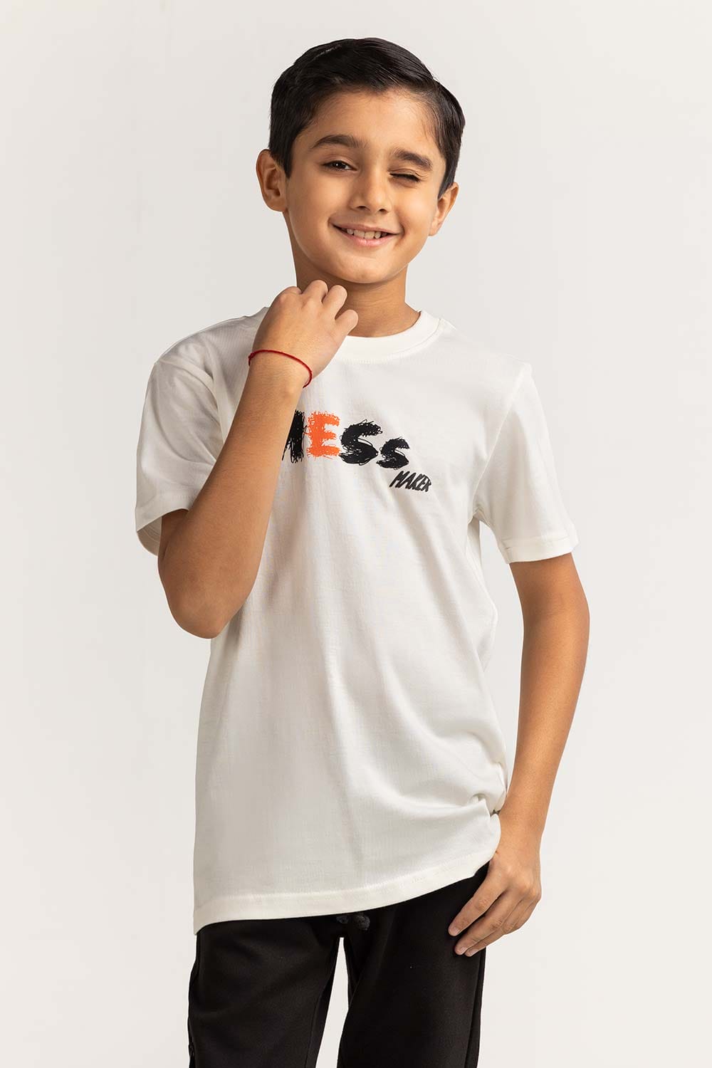 Junior Boy White Printed Tee JB-TS-SS24-024