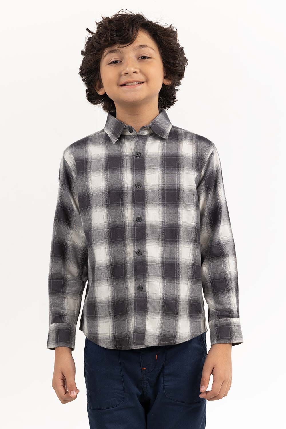 Junior Boy Black And White Casual Shirt 224-317-005
