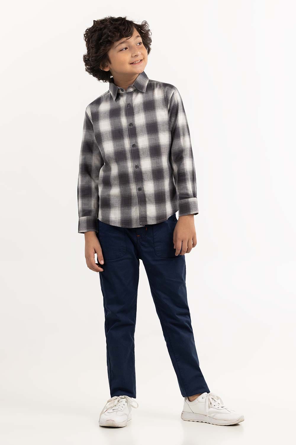 Junior Boy Black And White Casual Shirt 224-317-005