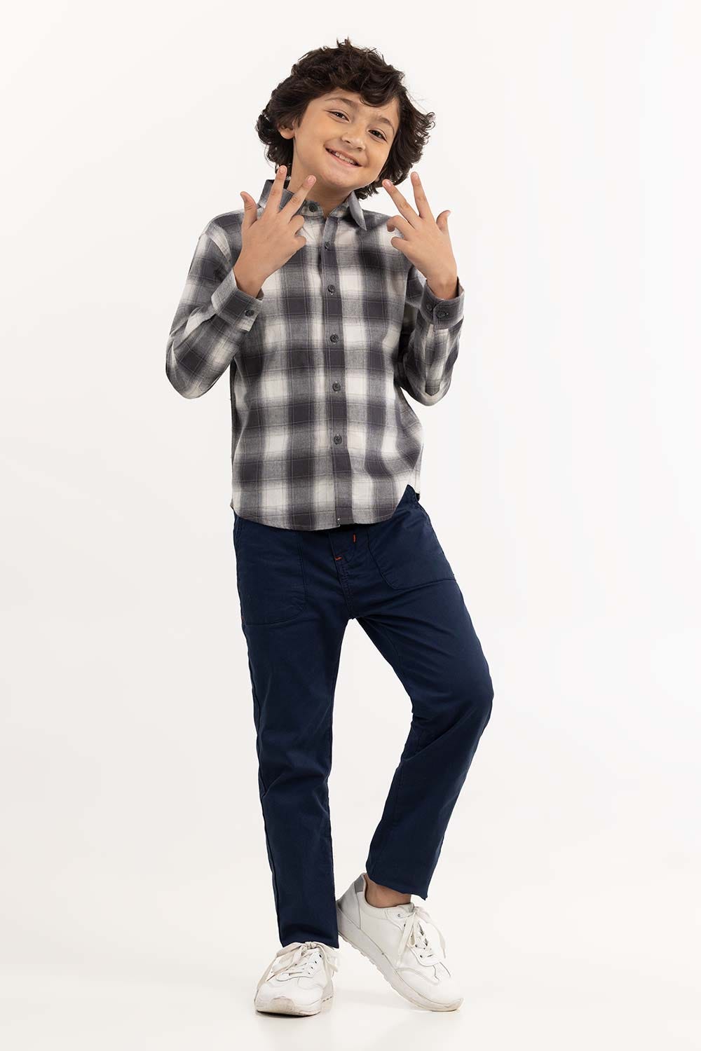 Junior Boy Black And White Casual Shirt 224-317-005