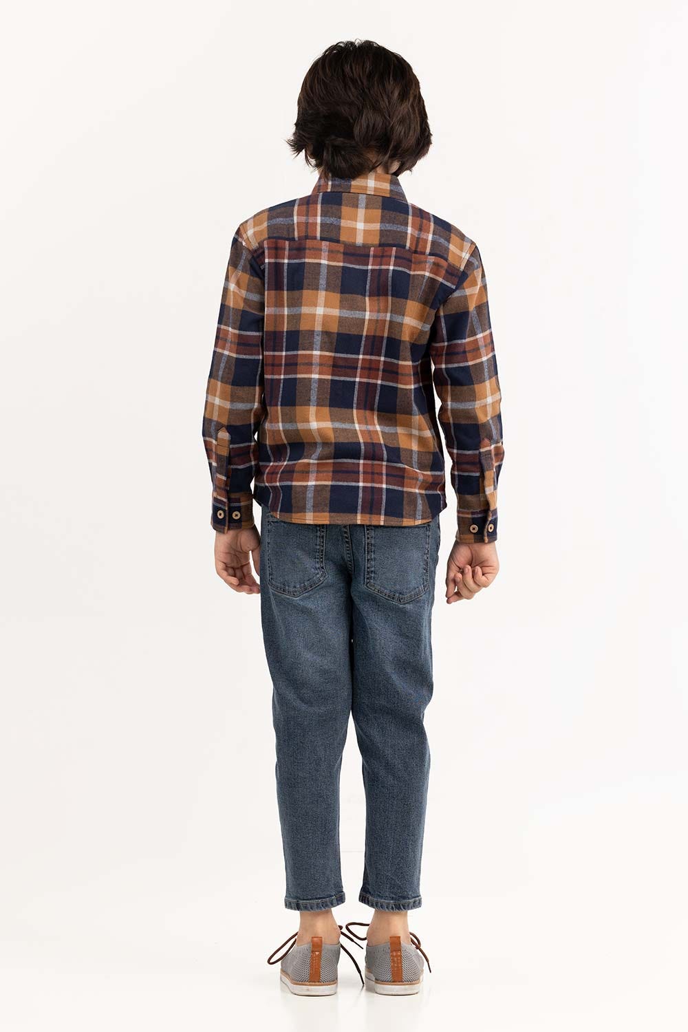 Junior Boy Navy Brown Casual Shirt 224-317-012