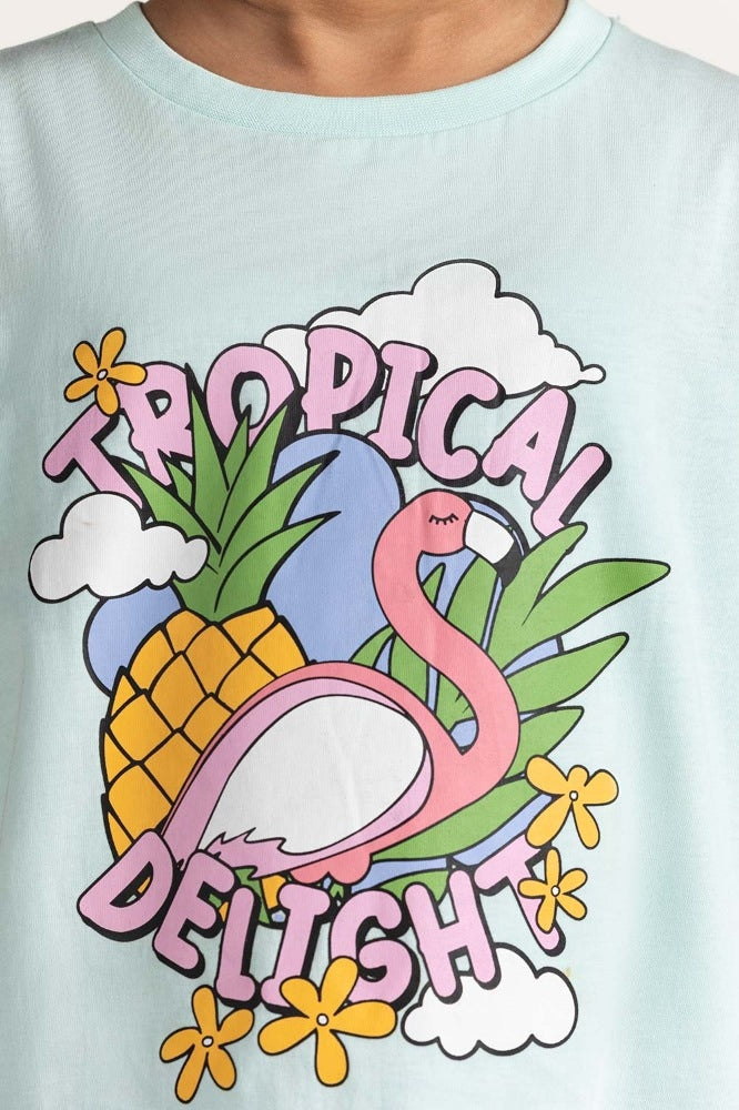 Junior Girl Aqua Printed Tee JG-TS-SS24-012