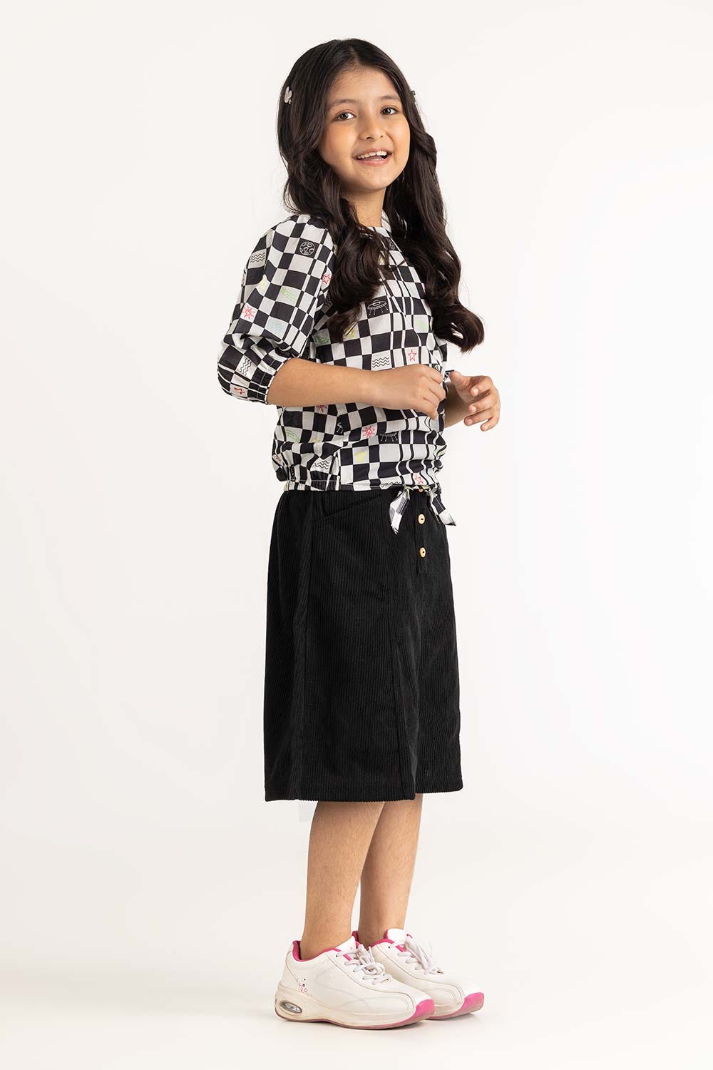 Junior Girl Black And White Blouse 231-416-203