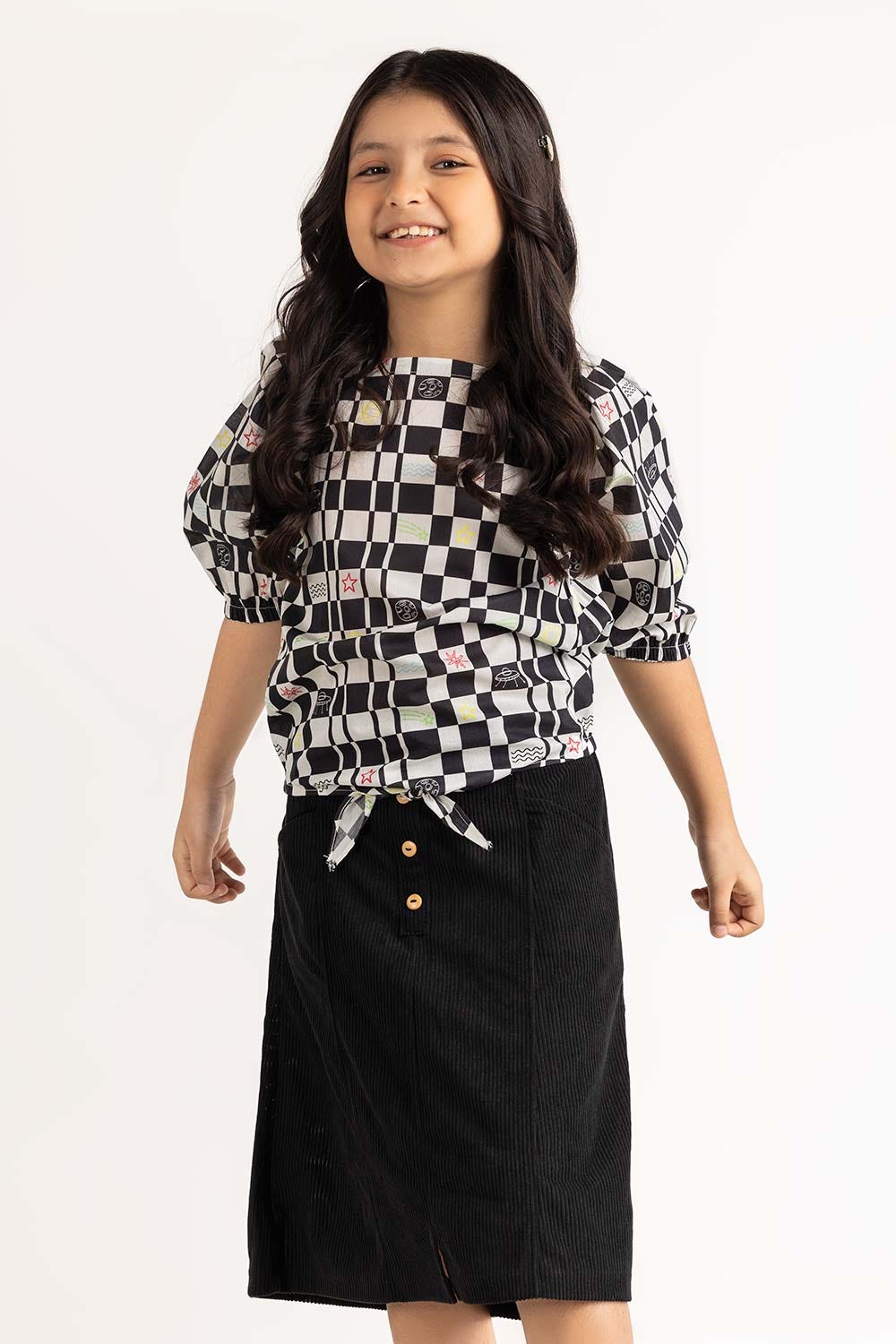 Junior Girl Black And White Blouse 231-416-203