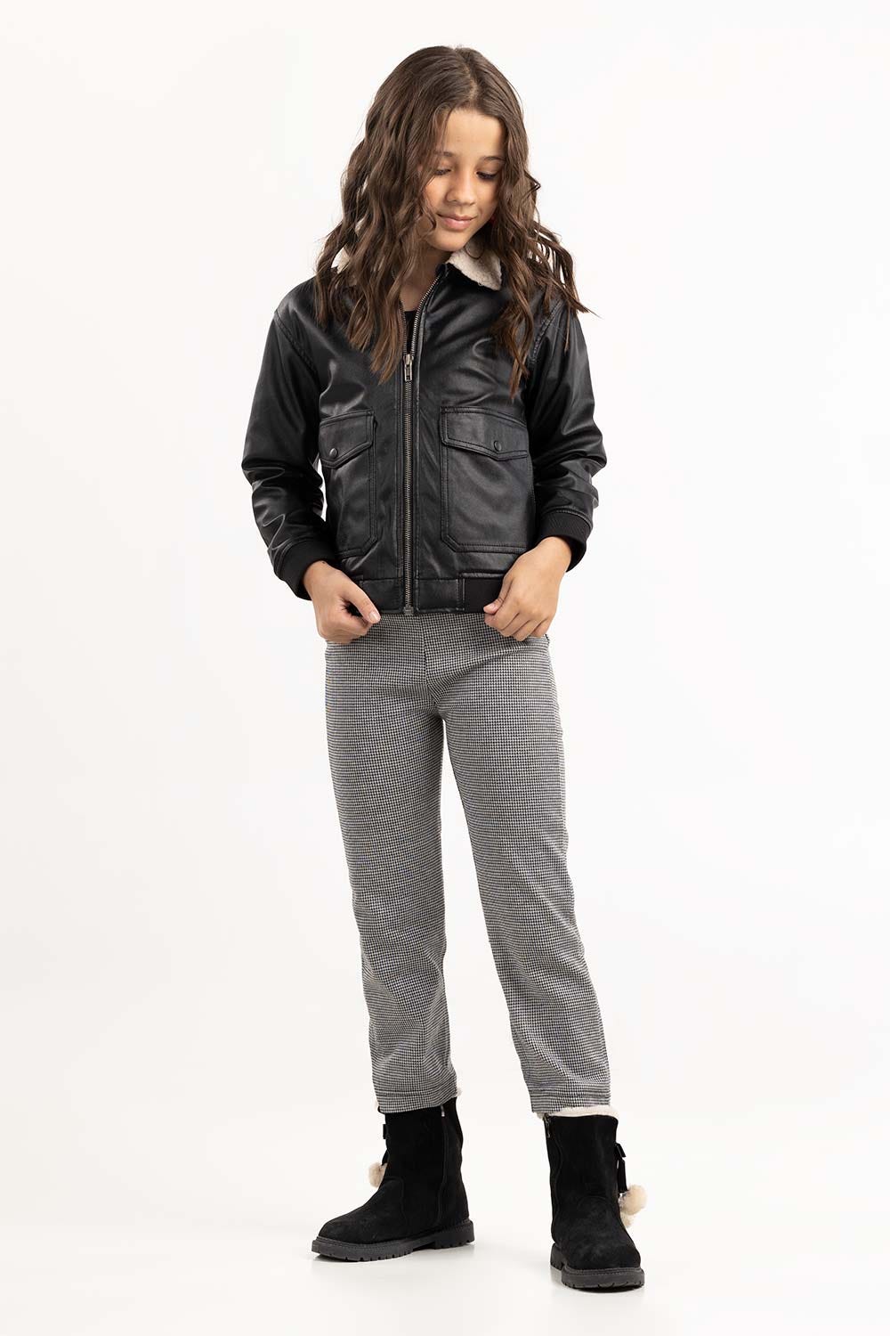 Junior Girl Black And White Trouser 224-420-005