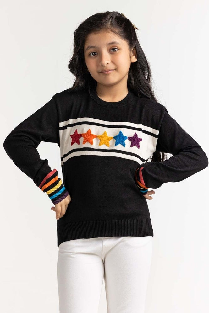 Junior Girl Black Basic Sweater JG-SWT-WS23-002