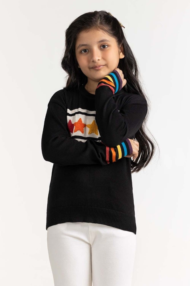 Junior Girl Black Basic Sweater JG-SWT-WS23-002