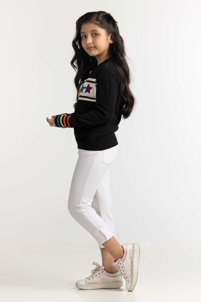 Junior Girl Black Basic Sweater JG-SWT-WS23-002