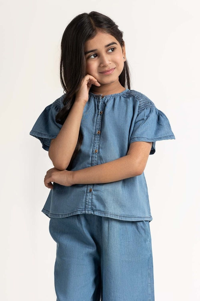 Junior Girl Blue Basic Blouse JG-BLS-SS24-305