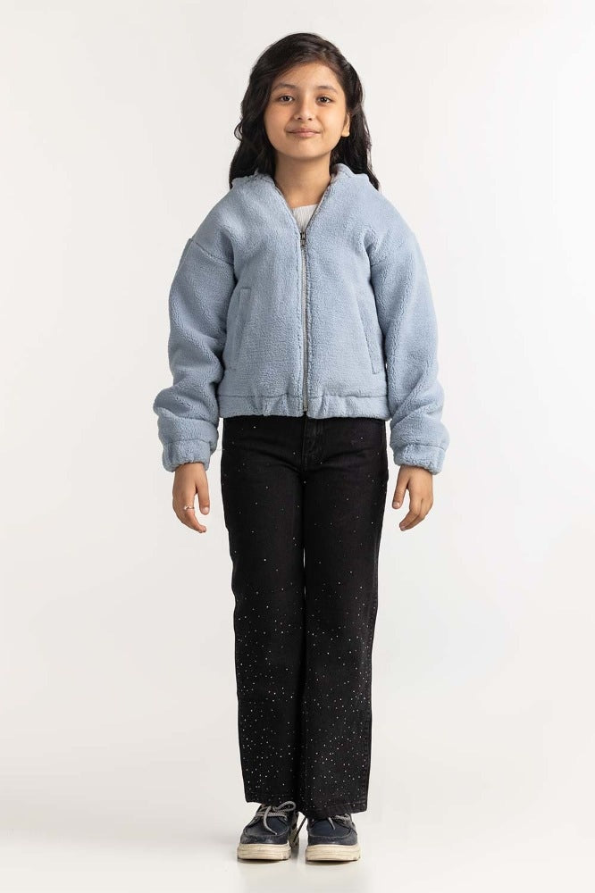 Junior Girl Blue Basic Hoodie JG-HDZ23-103