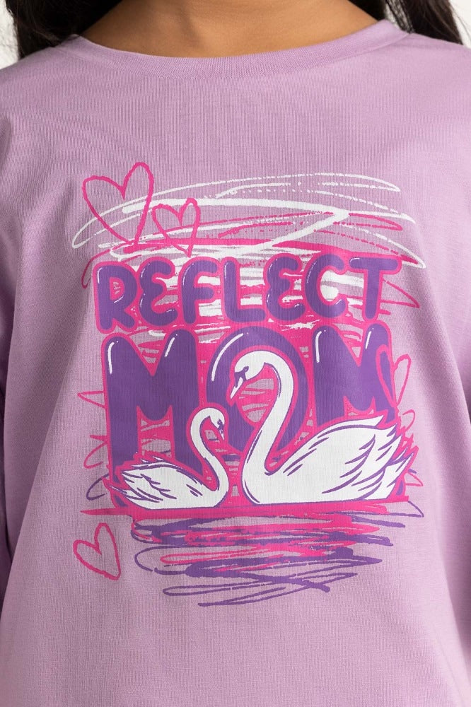 Junior Girl Lavender Printed Tee JG-TS-SS24-013