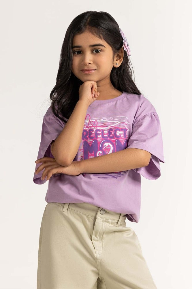 Junior Girl Lavender Printed Tee JG-TS-SS24-013