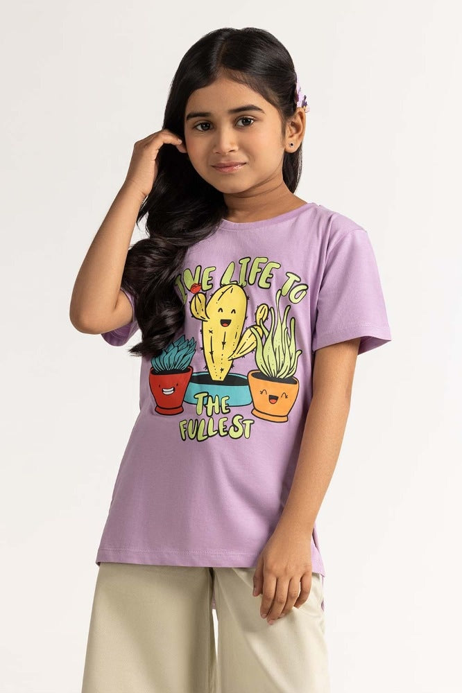 Junior Girl Lavender Printed Tee JG-TS-SS24-019