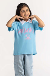 Junior Girl Light Blue Printed Tee JG-TS-SS24-042