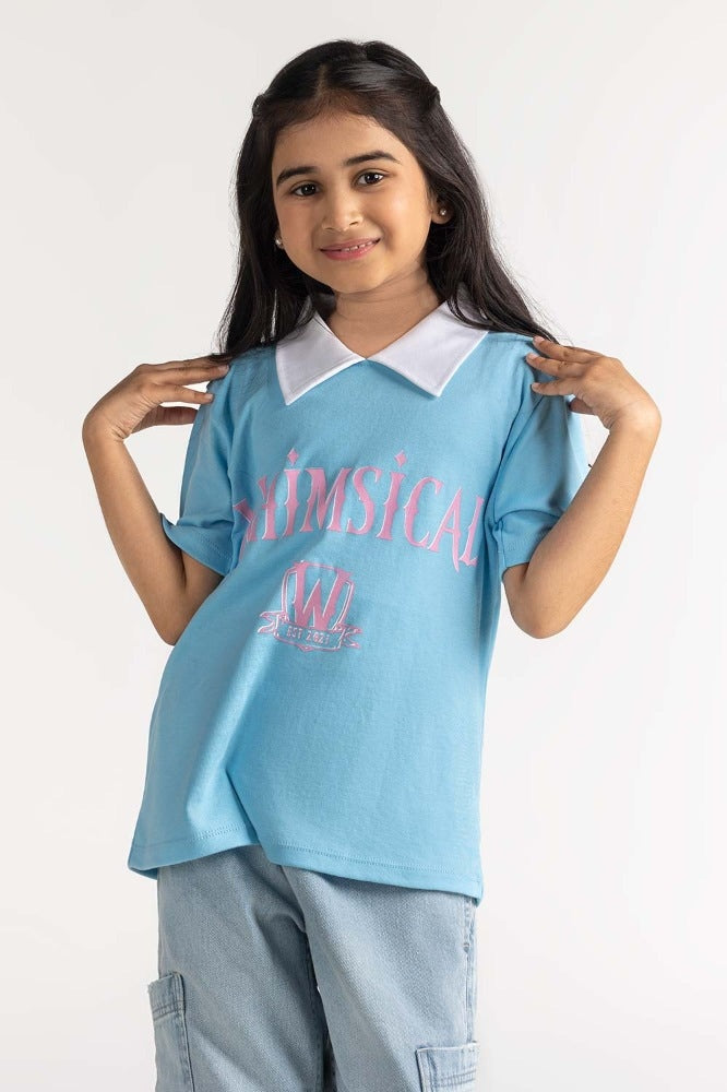 Junior Girl Light Blue Printed Tee JG-TS-SS24-042