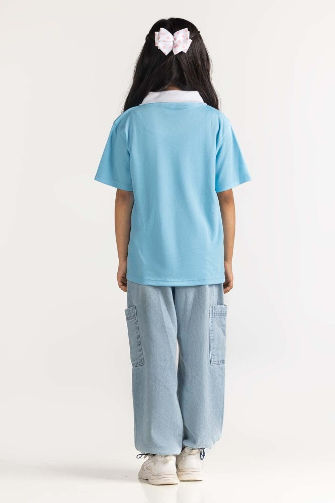 Junior Girl Light Blue Printed Tee JG-TS-SS24-042