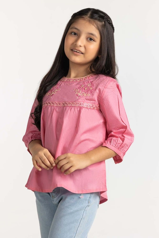 Junior Girl Magenta Basic Blouse 231-417-029