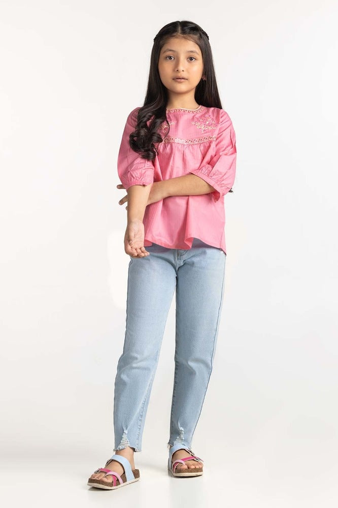 Junior Girl Magenta Basic Blouse 231-417-029